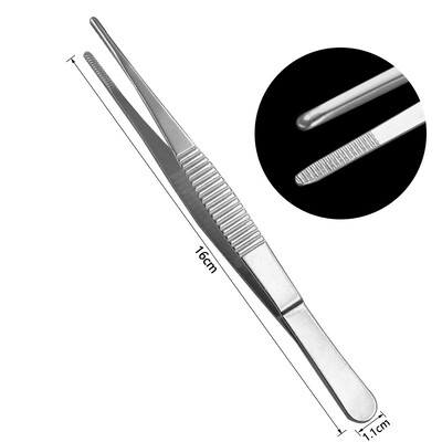 Roostevabast terasest pintsetid, millel on kumer, terava otsaga hammastatud ots