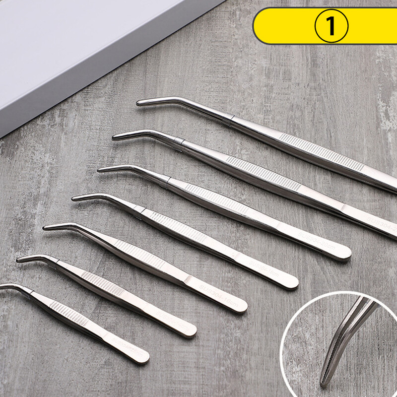 Roostevabast terasest pintsetid, millel on kumer, terava otsaga hammastatud ots