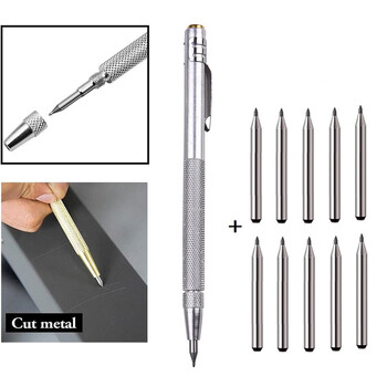 11PCS Накрайник от волфрамов карбид Scriber Engraving Pen Маркиращ накрайник за стъклокерамична обвивка Инструменти за маркиране на метална конструкция