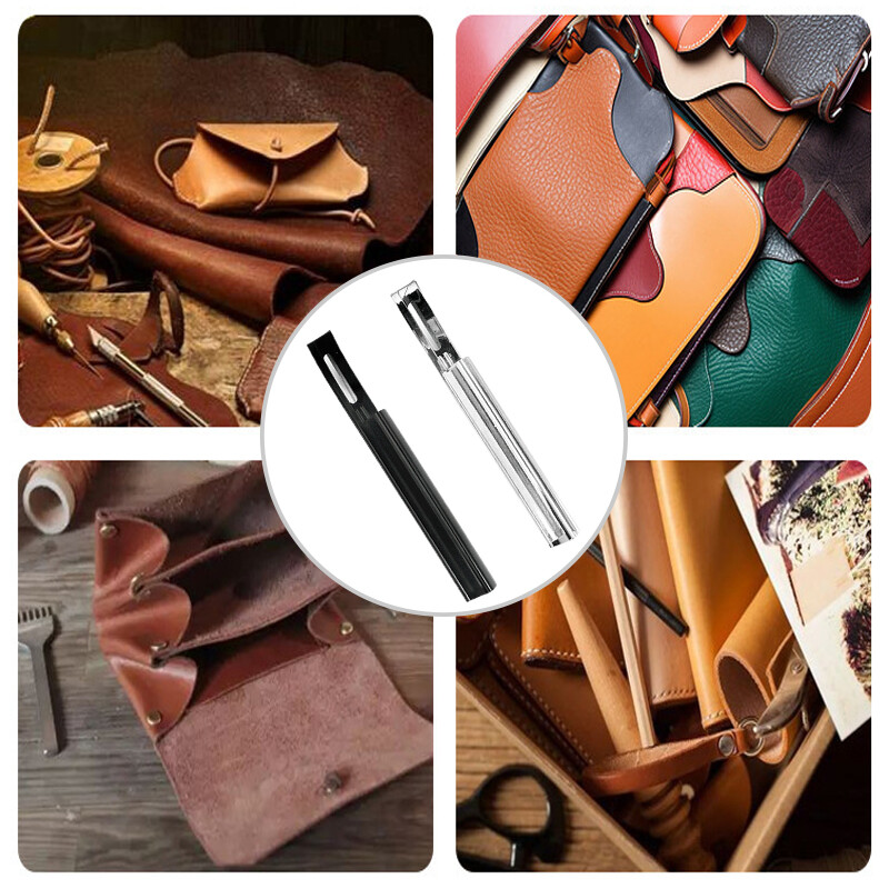 Must/hõbedane nahast suusatamisnuga tööriist 3 tk teraga Terasest kaarekujulised õhendamisnoad DIY käsitsi valmistatud nahast trimmimise tööriistad