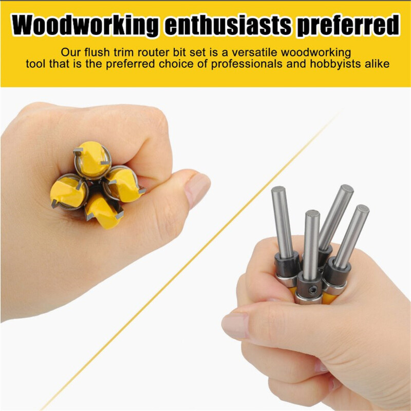 Nuplaunamo frezavimo antgalių rinkinys su 1/4 colio koteliu tikslaus pjovimo medienos apdirbimo frezavimo pjovimo įrankis Daugiafunkcis medienos apdirbimo įrankis