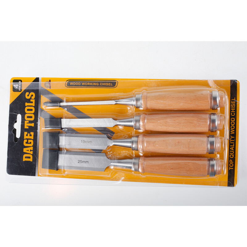 Set dlijeta za drvo od 4 komada Oštra dlijeta od krom-vanadij čelika za rezbarenje drva s bukovim ručkama Ergonomski alati za rezbarenje drva