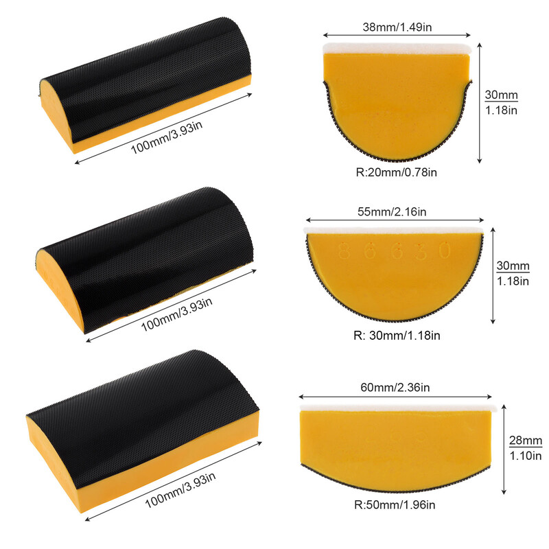 Rankinis šlifavimo poliravimo blokas Šlifavimo blokas kelių formų kontūrinis šlifavimo blokas, skirtas smėlio medienos baldams / namų amatai