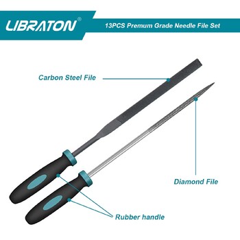 Libraton Small Files Set, Needle Diamond Files 13PCS, 6Pcs Jewlers Files & 6 Steel Files for Precision Metal File Work Wood Files