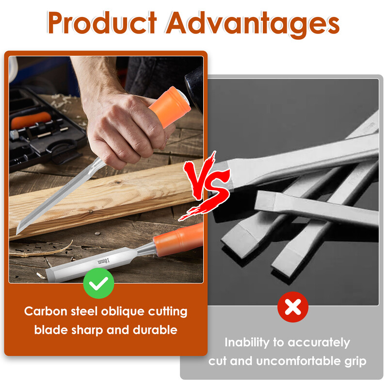 4 tk puidu nikerdamiseks peitlikomplekt süsinikterasest puidutöötlemistööriist 6/12/18/24 mm puusepatööd lamedad peitlid nikerdusnuga puusepa käsitööriist