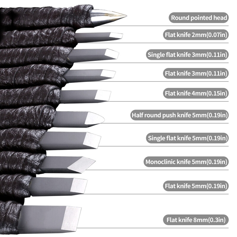 Profesionalus 10 vnt volframo plieno akmens drožybos rinkinys rankinių įrankių rinkinys kaltas medžio apdirbimo graviravimo pjovimo peilis akmens sandarinimui