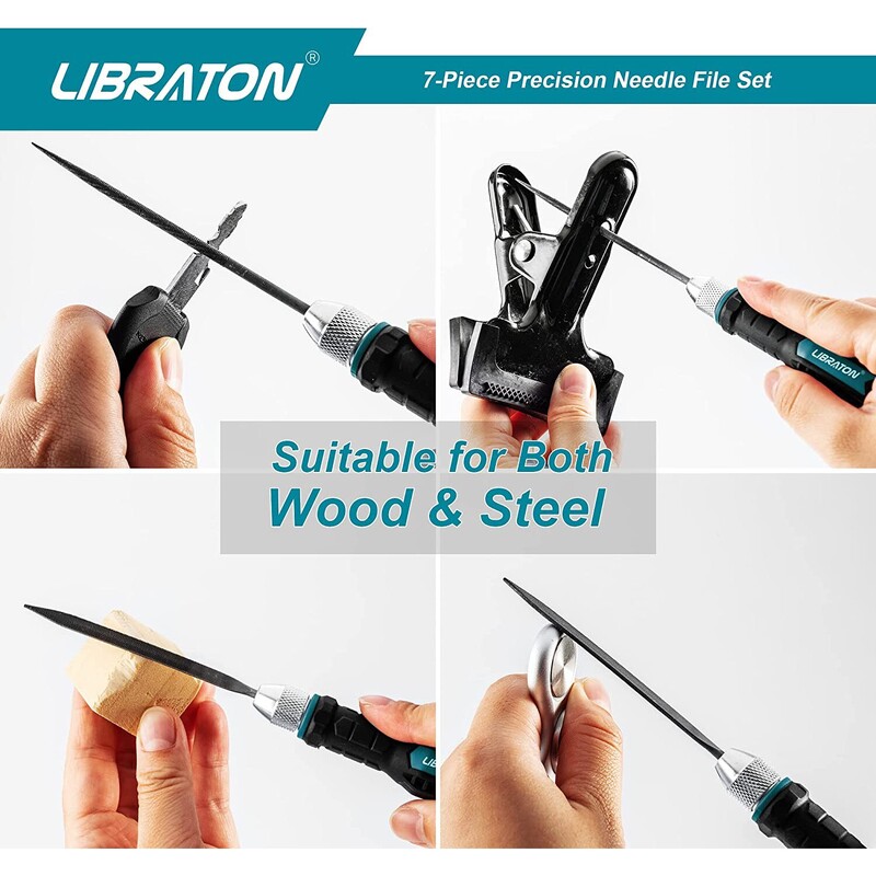 Libraton 6 buc Set pile cu ac Pile mici interschimbabile Pile mini Pile din lemn Set Pile metalice Pile din otel cu maner