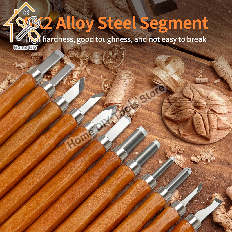 12tk/komplekt Puidukäepide Puidunikerduspeitel skalpellitööriistade komplekt Lõikur Puidunikerdusnugade komplekt Käsitööriistade komplekt