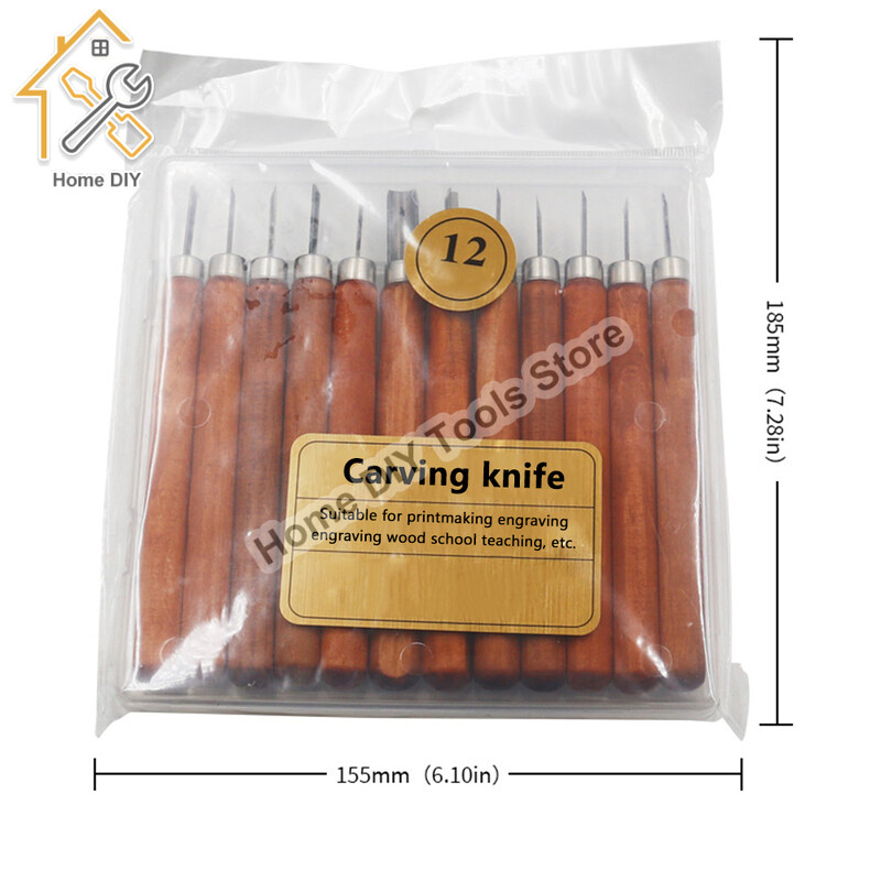 12tk/komplekt Puidukäepide Puidunikerduspeitel skalpellitööriistade komplekt Lõikur Puidunikerdusnugade komplekt Käsitööriistade komplekt