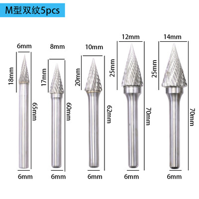 6–14 mm kietojo lydinio sukamoji dildė dvigubo griovelio volframo plieno šlifavimo galvutė 6 mm koto skersmens poliravimo drožybos įrangos įrankis