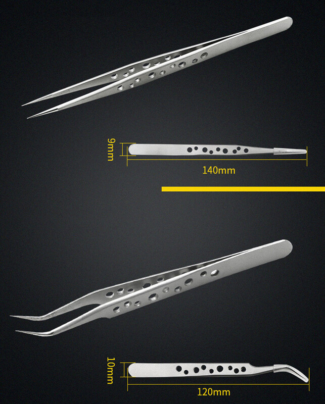 Tikslieji pramoniniai pincetai Antistatiniai magnetiniai nerūdijančio plieno pincetai, skirti elektronikos litavimo priežiūros įrankiui