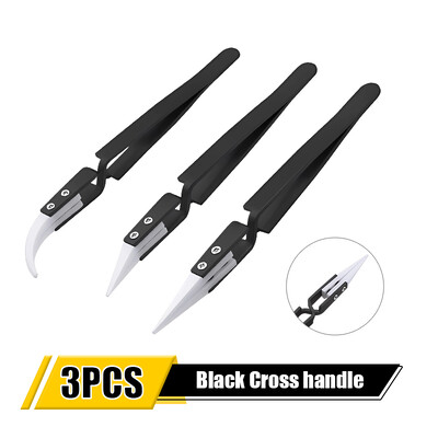 1/3 τεμ. Κεραμικό τσιμπιδάκι για συγκόλληση Κεραμικό τσιμπιδάκι από ανοξείδωτο ατσάλι με αντιστατικό αντίστροφο οξύ ανθεκτικό σε ηλεκτρόνια ακριβείας τσοκ