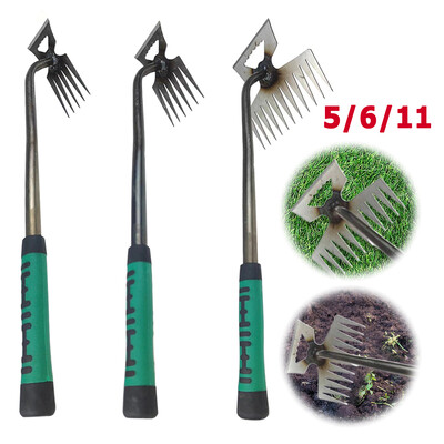 5/6/11 Tines Gardening Hand Weeder Tool Multifunctional Hand Weed Remover Rooting Weeding Tool for Yard Lawn Garden