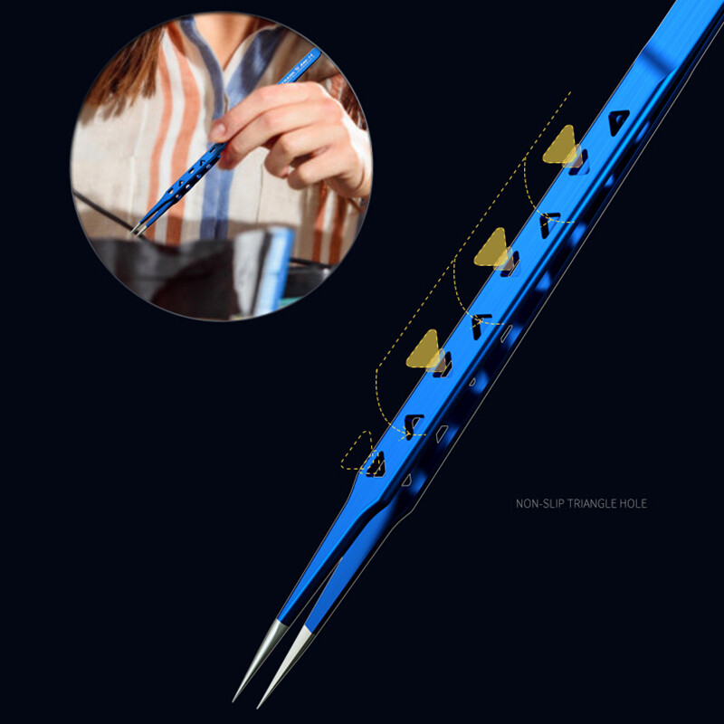 MECHANIKA Aac-14 Nemagnetinis didelio kietumo 8 tuščiaviduriai šilumą išsklaidantys nerūdijančio plieno tikslūs pincetai telefono PCB IC lustų taisymas