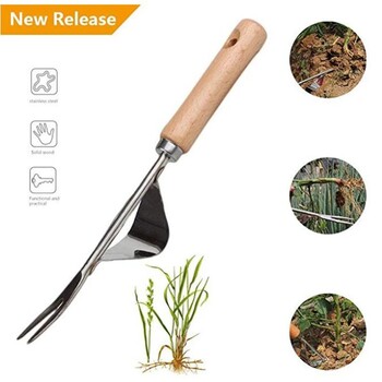 1 τεμ. Ξύλινη λαβή από ανοξείδωτο ατσάλι Garden Weeder Hand Weeding Αφαίρεση κοπτικού εργαλείου εξολκέα Πολυλειτουργικό Weeder Transplant