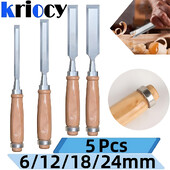 1/5 tk puidust peitlikomplekt Teravad kroom-vanaadiumiterasest puidunikerduspeitlid pöögist käepidemetega Ergonoomilised puidunikerdustööriistad