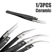 3 vnt Keraminiai atvirkštiniai pincetai Nelaidūs antistatiniai karščiui atsparūs pincetai Mažai išlenktas / didelis lenktas / tiesus plieninis pincetas