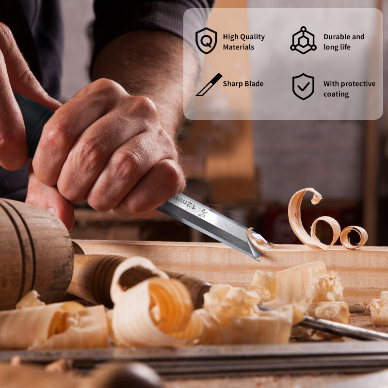 Dalta pentru lemn de 7,5 inchi din oțel carbon Mn65# Daltă cu capăt de ciocan și mâner anti-alunecare Instrumente de tâmplărie pentru prelucrarea lemnului