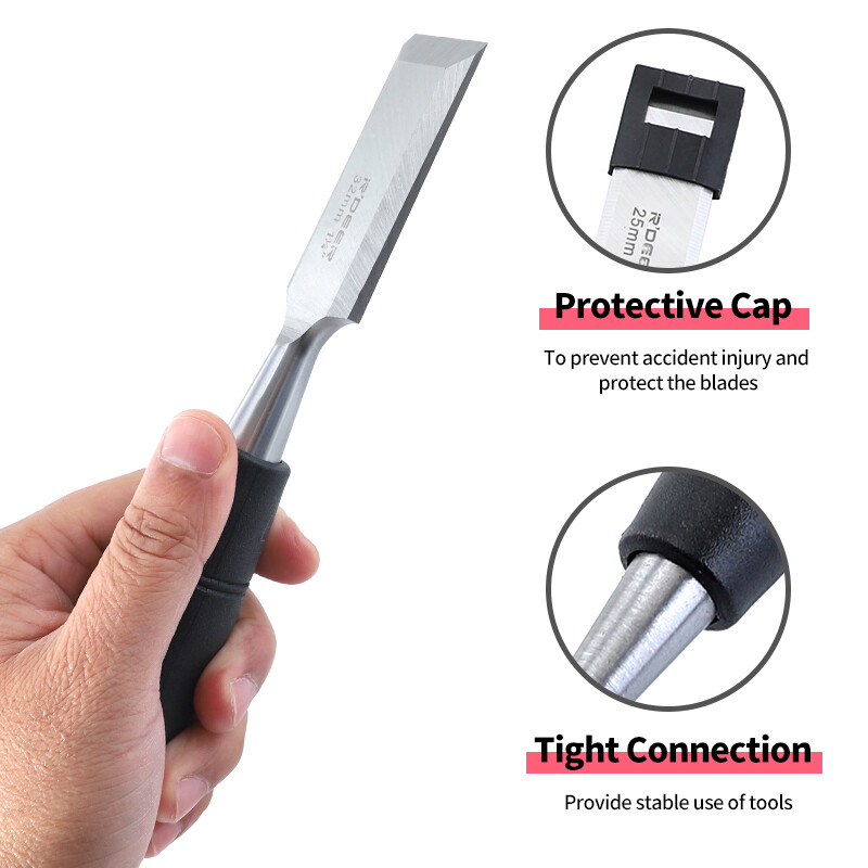 Dalta pentru lemn de 7,5 inchi din oțel carbon Mn65# Daltă cu capăt de ciocan și mâner anti-alunecare Instrumente de tâmplărie pentru prelucrarea lemnului