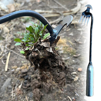 Εργονομική λαβή Garden Weeder Εργονομική λαβή Χόρτο Rooting Loose Soil Rake Στιβαρό πιρούνι σε σχήμα V Αφαίρεση βοτάνων χειρός Εξολκέα Εργαλεία χειρός κήπου