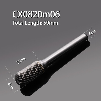 Karbiidist volframterasest lihvimispea 1 tk C-tüüpi kahe piluga silindriline kuulpea frees, puidutöötlemise metallist pöörlev viil