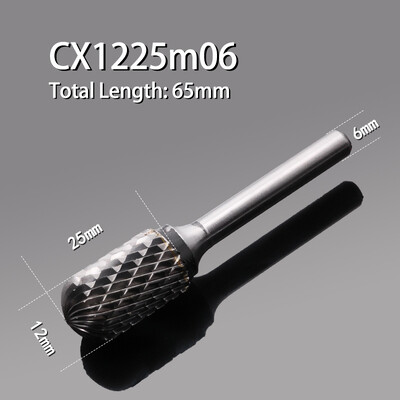 Karbiidist volframterasest lihvimispea 1 tk C-tüüpi kahe piluga silindriline kuulpea frees, puidutöötlemise metallist pöörlev viil