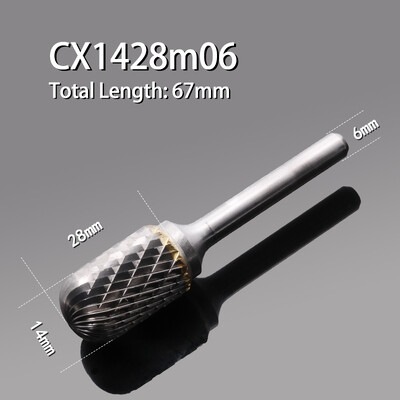 Karbiidist volframterasest lihvimispea 1 tk C-tüüpi kahe piluga silindriline kuulpea frees, puidutöötlemise metallist pöörlev viil