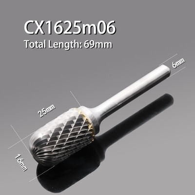 Karbiidist volframterasest lihvimispea 1 tk C-tüüpi kahe piluga silindriline kuulpea frees, puidutöötlemise metallist pöörlev viil