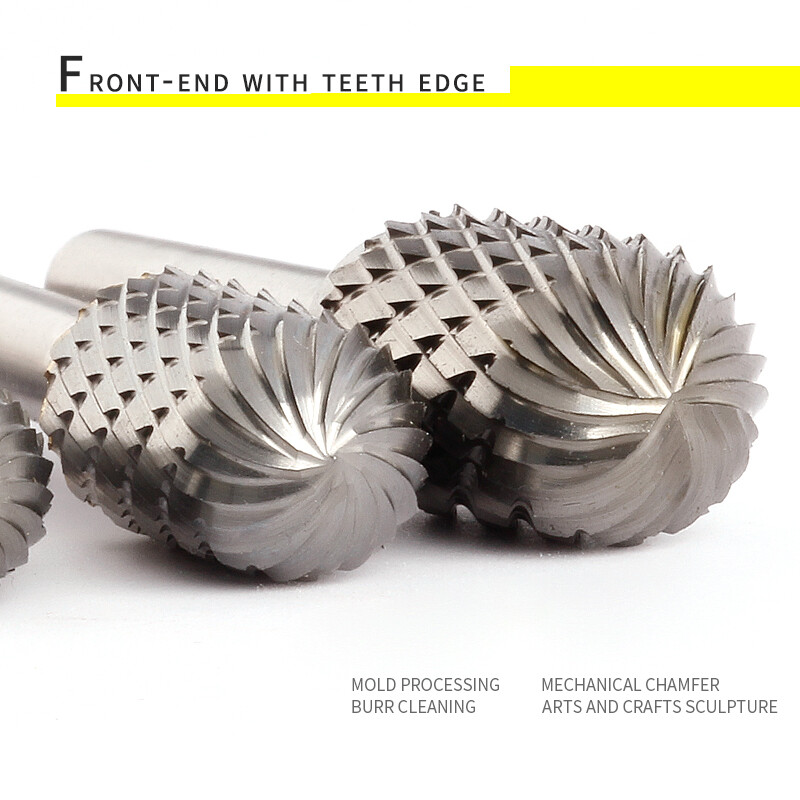 Karbiidist volframterasest lihvimispea 1 tk C-tüüpi kahe piluga silindriline kuulpea frees, puidutöötlemise metallist pöörlev viil