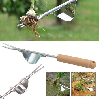 Garden Puller Remover Garden Lawn Weeder Outdoor Yard Grass Puller Ανοξείδωτα φυτεύοντας Εργαλεία ρίζας από χάλυβα Δείτε I3q0