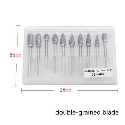 10PCS 3mm Στέλεχος 6mm χοντρό δόντια Περιστροφική γρέζια λίμας καρβιδίου βολφραμίου για λείανση ξύλου Αλουμίνιο φρέζα εργαλεία ξυλουργικής