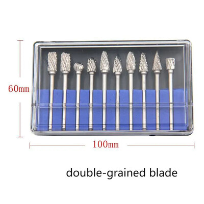 10PCS 3mm Στέλεχος 6mm χοντρό δόντια Περιστροφική γρέζια λίμας καρβιδίου βολφραμίου για λείανση ξύλου Αλουμίνιο φρέζα εργαλεία ξυλουργικής