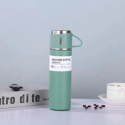 500ML 304 nerūdijančio plieno vakuuminis izoliuotas butelių dovanų rinkinys biuro verslo stiliaus kavos puodelis termosas butelis nešiojamasis kolbos grafinas