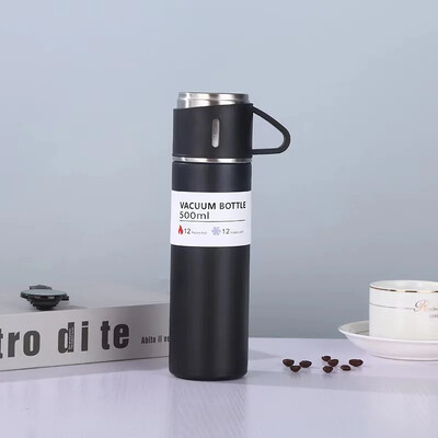 500ML 304 nerūdijančio plieno vakuuminis izoliuotas butelių dovanų rinkinys biuro verslo stiliaus kavos puodelis termosas butelis nešiojamasis kolbos grafinas