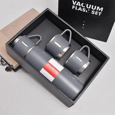 500ML 304 nerūdijančio plieno vakuuminis izoliuotas butelių dovanų rinkinys biuro verslo stiliaus kavos puodelis termosas butelis nešiojamasis kolbos grafinas