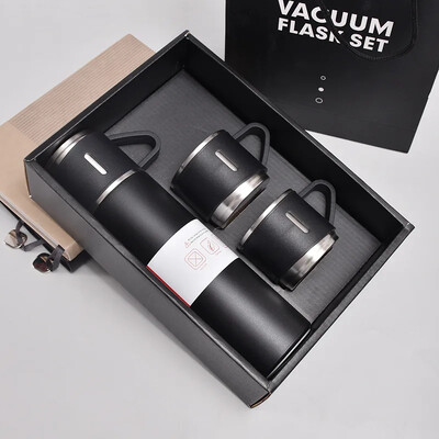 500ML 304 nerūdijančio plieno vakuuminis izoliuotas butelių dovanų rinkinys biuro verslo stiliaus kavos puodelis termosas butelis nešiojamasis kolbos grafinas