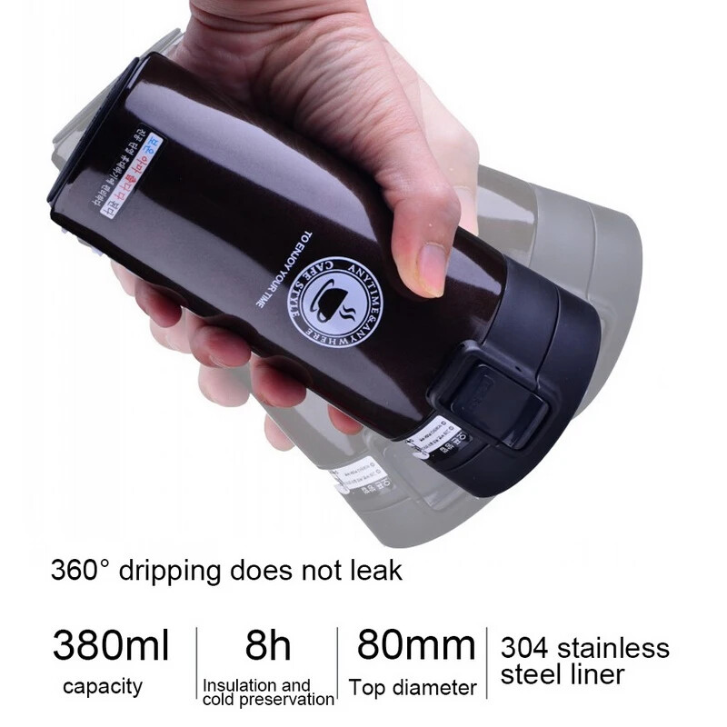 Cană termică de 0,5 L, cu perete dublu, ceașcă de cafea din oțel inoxidabil 304, balon cu vid, sticla de apă, ceai, cafea, cană termo impermeabilă
