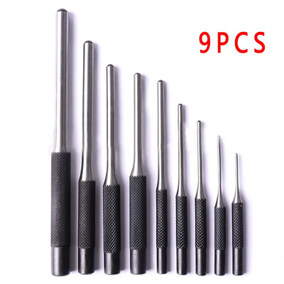 Set de poanson pentru știfturi cu cap rotund de mai multe dimensiuni din oțel, 9 buc. Set de instrumente de perforare pentru știfturi de prindere.