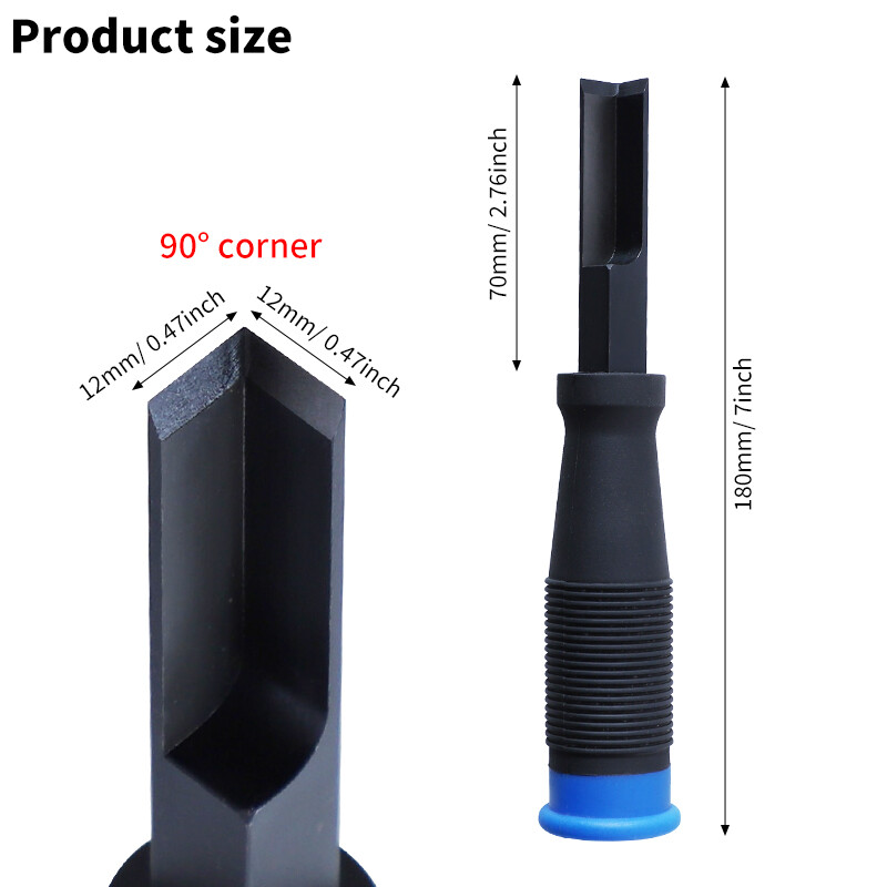 Kutno dlijeto CR-V 90° oštrica za rezanje pod pravim kutom s debelim metalnim čepom i TPR ručkom za ugradnju šarki za vrata