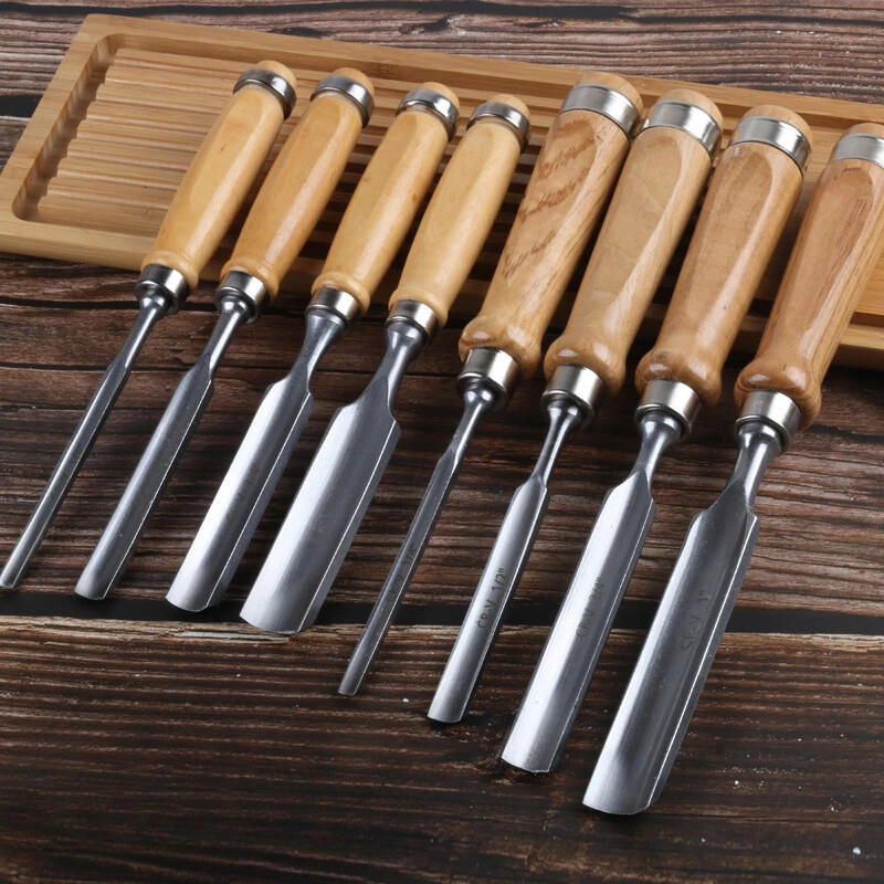 Novi set dlijeta za drvo Oštra dlijeta od krom-vanadij čelika za rezbarenje drva s bukovim ručkama Ergonomski alati za rezbarenje drva