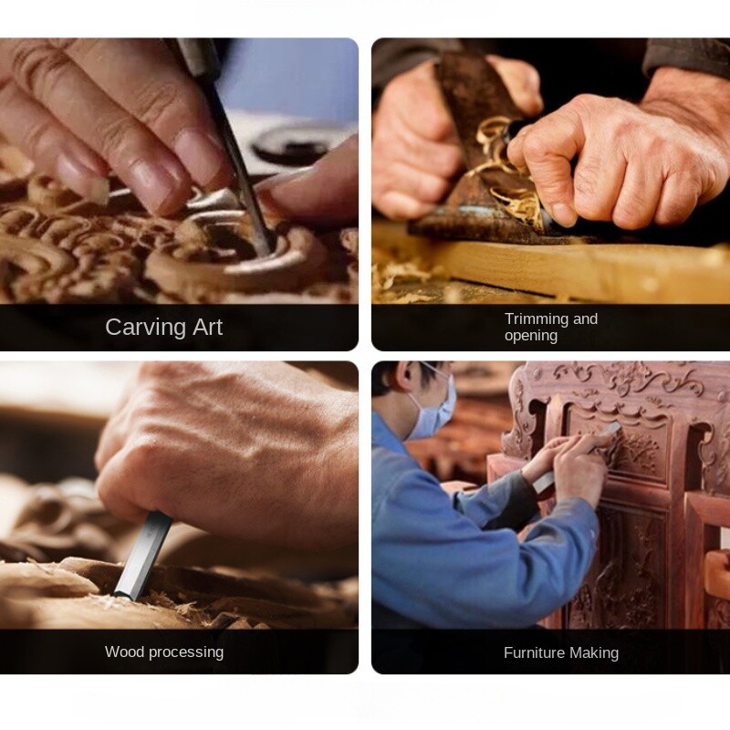 Novi set dlijeta za drvo Oštra dlijeta od krom-vanadij čelika za rezbarenje drva s bukovim ručkama Ergonomski alati za rezbarenje drva