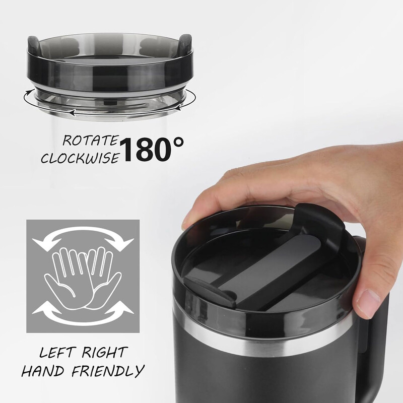 Izoliuotas stiklainis su šiaudeliu rankena 1200 ml nerūdijančio plieno vakuuminis puodelio gesinimo 2.0 terminis puodelis karštiems ir šaltiems kavos gėrimams