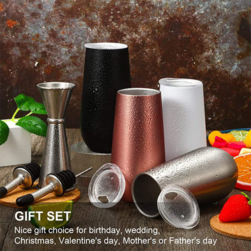 6 untsi roostevabast terasest termosega šampanjaklaasi kaanega veiniklaasist õlletopsi pulmapeofestivali kruusikingitus