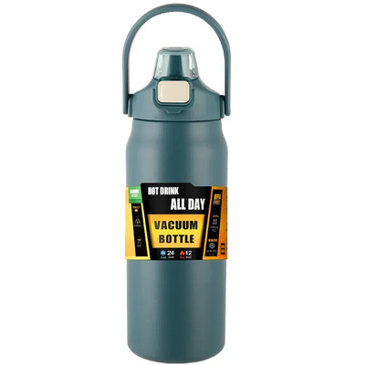 304 nerūdijančio plieno terminis puodelis, kavos puodelis, nešiojamas termosas su šiaudinėmis sportinėmis vakuuminėmis kolbomis šalto ir karšto vandens buteliu