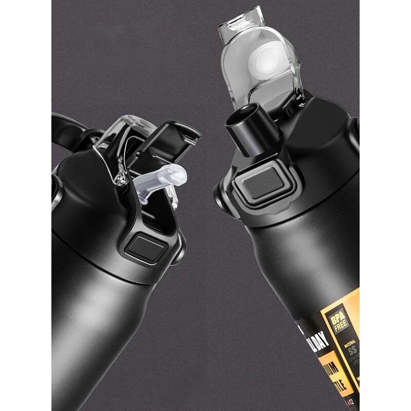 304 nerūdijančio plieno terminis puodelis, kavos puodelis, nešiojamas termosas su šiaudinėmis sportinėmis vakuuminėmis kolbomis šalto ir karšto vandens buteliu