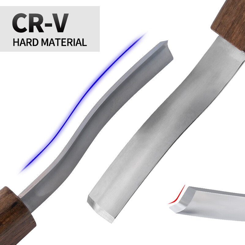 Medžio drožybos kaltas CR-V 15 mm lenktas nuožulnus kraštas, išlenktas įpjovos peilis, šaukštas, drožimo įrankiai su medine rankena kietai ir minkštai medienai