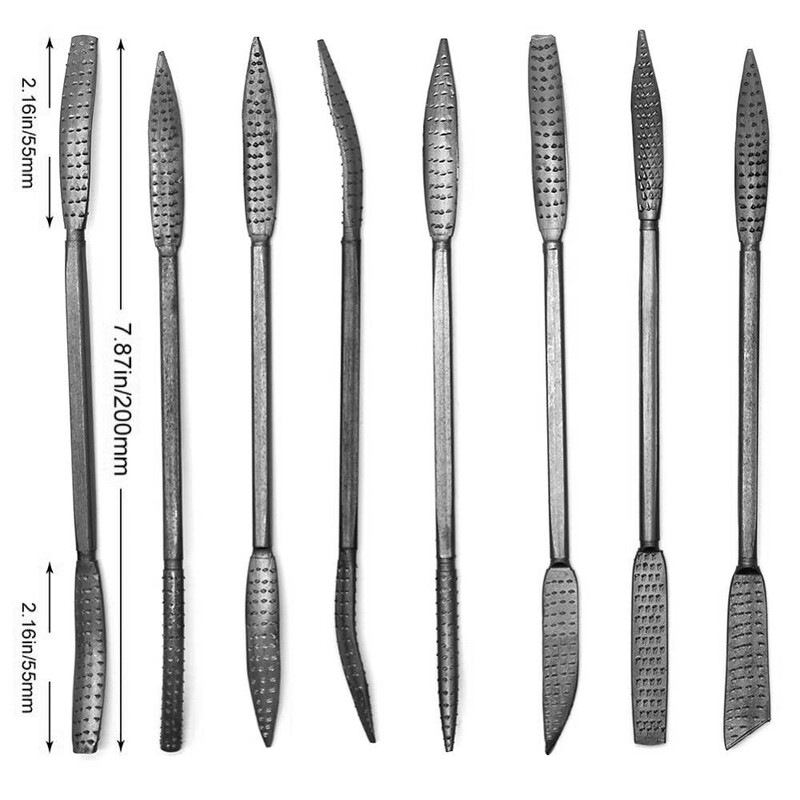 8 tk Kahe otsaga riffler puidust rasp-viilide komplekt Riffler-viilikomplekt puidutöötlemine puidu nikerdamine jämedate viilide lõikamine Käsinõud Tööriistad