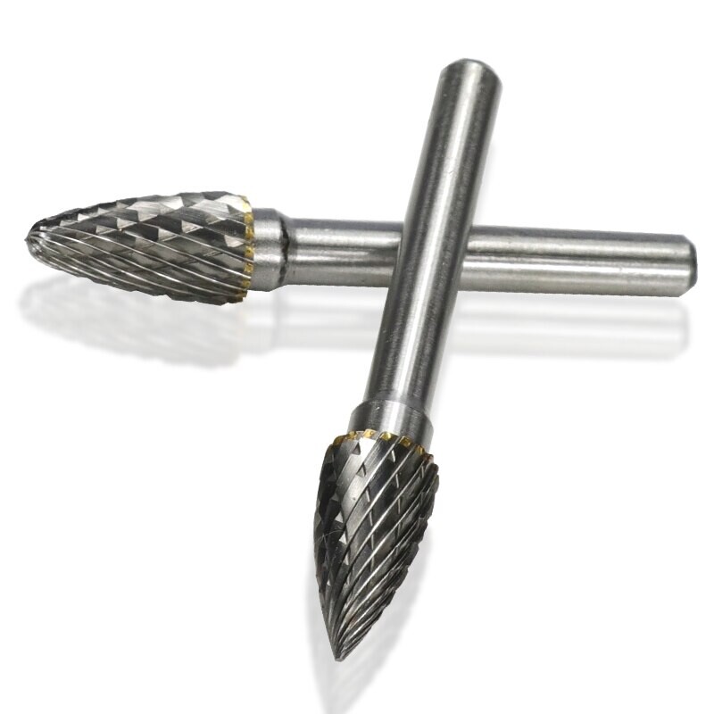 XCAN sukamieji šlifuokliai 5 vnt 6 mm kotas 10 mm skersmens volframo karbidas sukamieji šlifavimo taškiniai frezai, rankiniai įrankiai