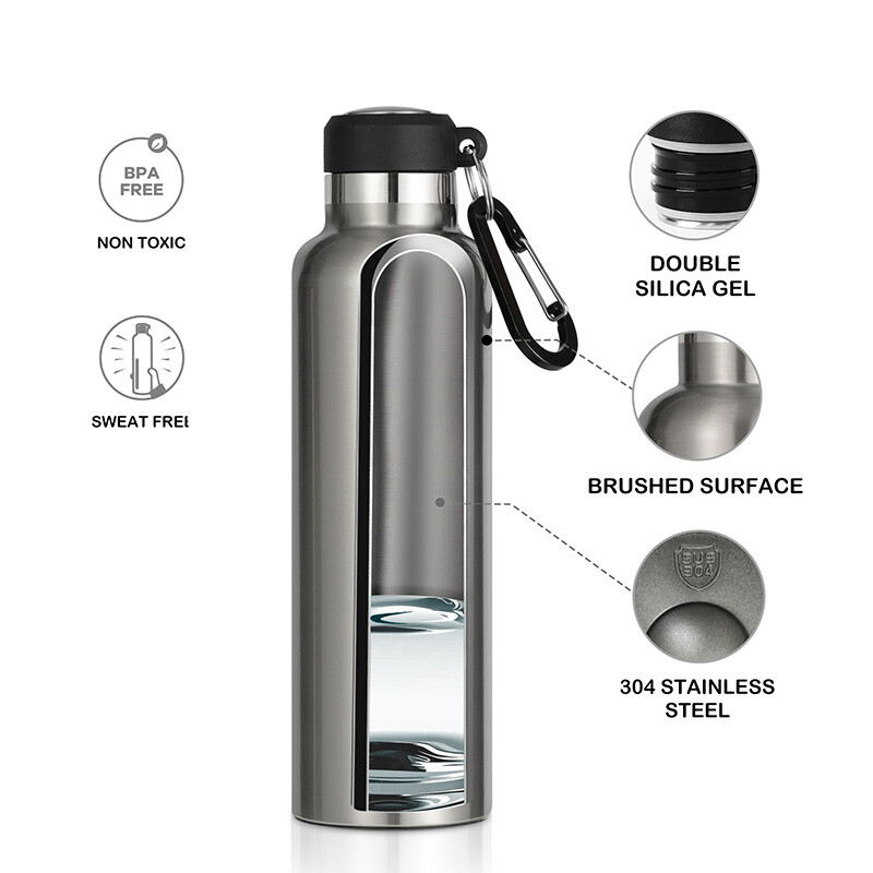 FEIJIAN Thermos Sticlă de apă portabilă, cupa termică din oțel inoxidabil, balon rezistent la scurgeri, mini 500ML/600ML