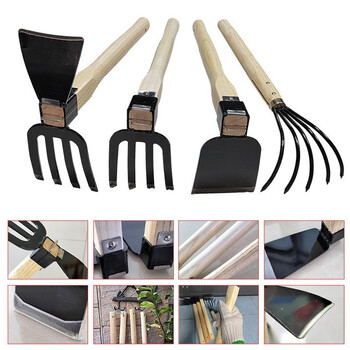 Τσουγκράνα Garden Claw Rake με ξύλινη λαβή Hand Rake Hoe 4/5-Teeth Steel Clamming Claws Εργαλείο κηπουρικής για χαλάρωση ή βοτάνισμα εδάφους